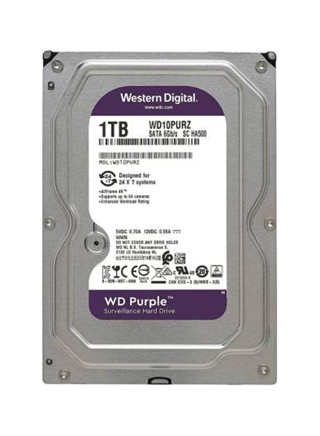 دبليو دي محرك الأقراص الصلبة الداخلي WD Purple للمراقبة سعة 1 تيرابايت - SATA بسرعة 6 جيجابايت/ثانية، ذاكرة تخزين مؤقت 64 ميجابايت، 3.5 بوصة - WD11PURZ  - Image 5