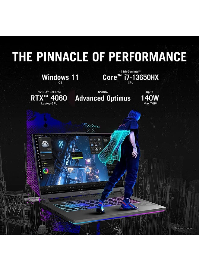 ASUS - Rog Strix G16 Gaming (Upgraded Version) Laptop With 16.1-Inch Display, Core i7-13650HX Processor/32GB RAM/1TB SSD/8GB NVIDIA GeForce RTX 4060 8GB Graphics Card/Windows 11 With Neon Game Quotes English Black - Image 1