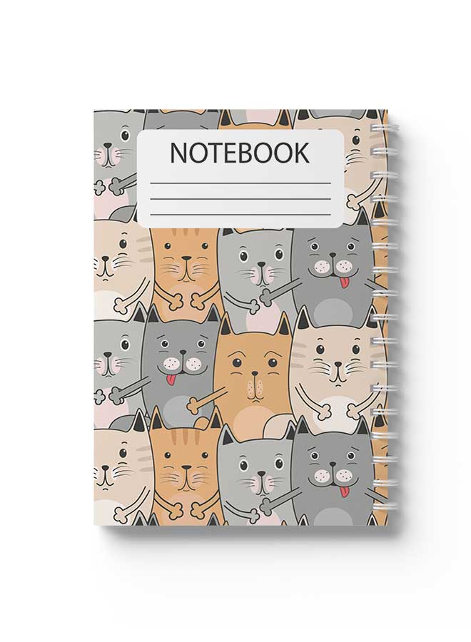 LOWHA Spiral Notebook Cute Cats Pattern Nb Grey/Orange/White - Image 1
