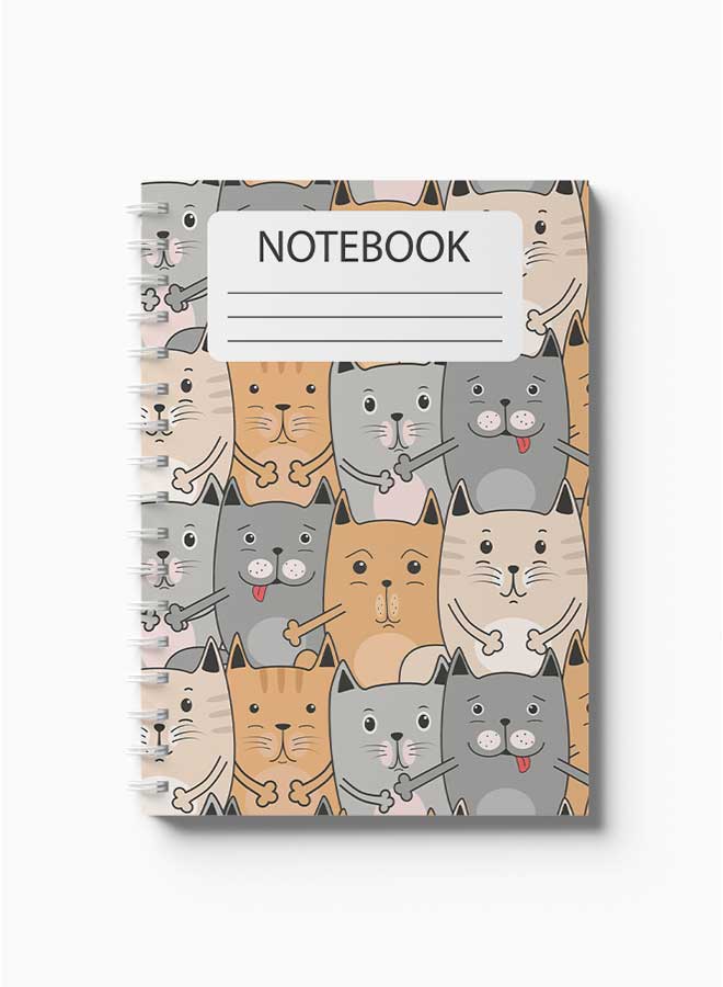 LOWHA Spiral Notebook Cute Cats Pattern Nb Grey/Orange/White - Image 2