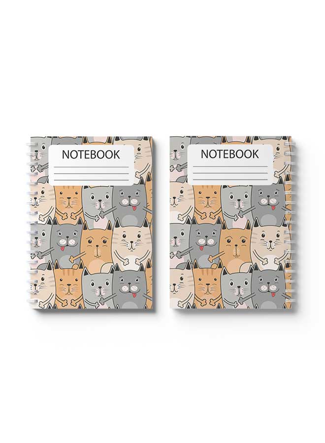 LOWHA Spiral Notebook Cute Cats Pattern Nb Grey/Orange/White - Image 3
