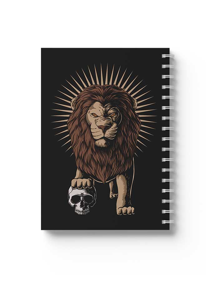 LOWHA - Spiral Notebook Lion Holding Skull Black/Brown - Image 1