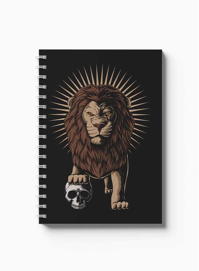 LOWHA - Spiral Notebook Lion Holding Skull Black/Brown - Image 1