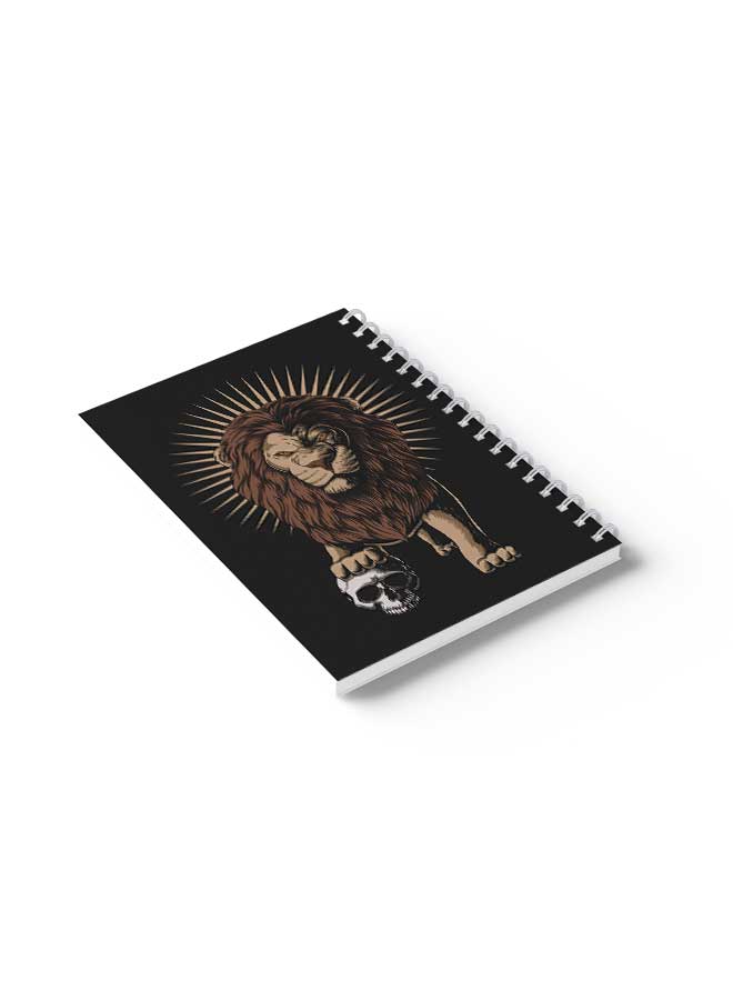 LOWHA - Spiral Notebook Lion Holding Skull Black/Brown - Image 1