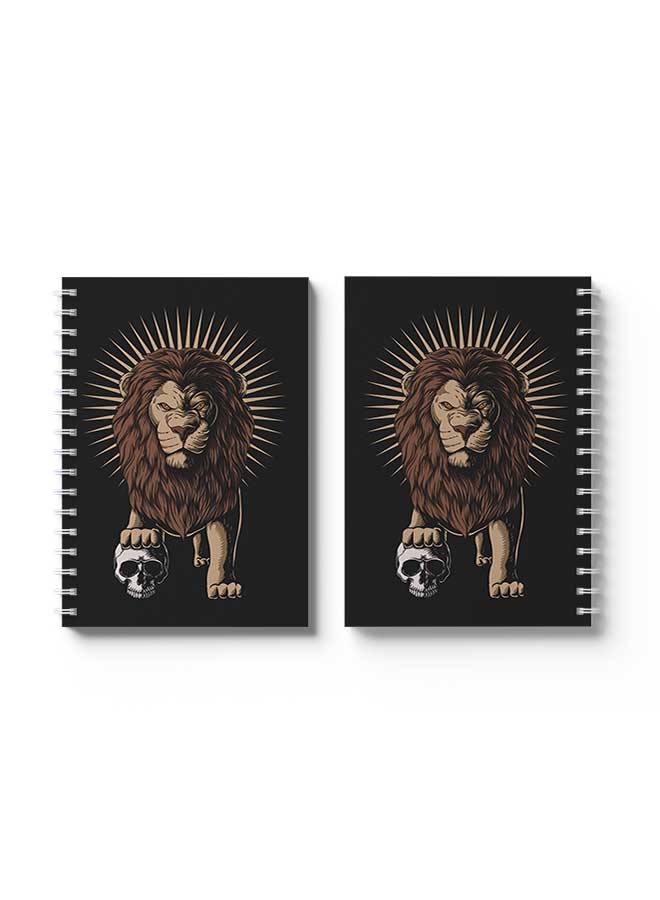 LOWHA - Spiral Notebook Lion Holding Skull Black/Brown - Image 1