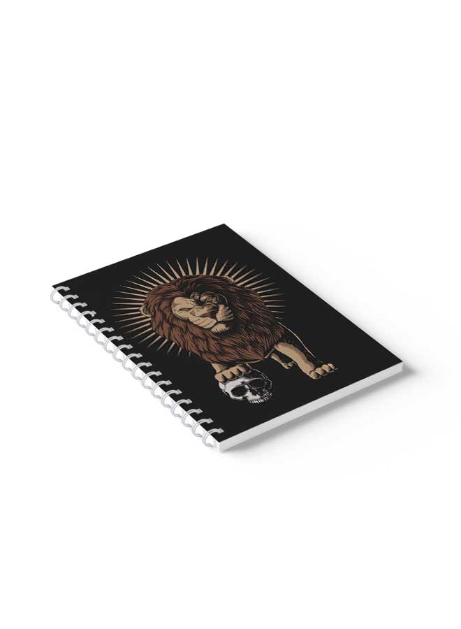 LOWHA - Spiral Notebook Lion Holding Skull Black/Brown - Image 1