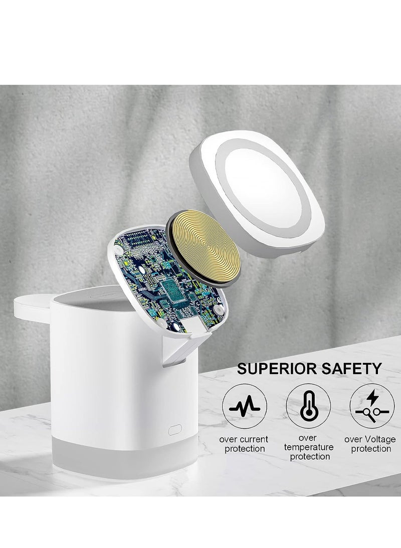 MARGOUN Wireless Charger Folding 3 In 1 Magnetic Fast Charging Station With Lamp For Apple Model T15 White  - Image 5