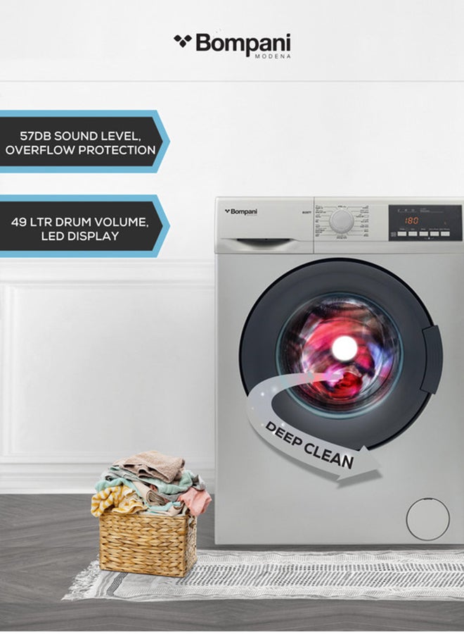 Bompani - 7KG Front Load Washer - Advanced Features, Eco-friendly, 15 Programs, 1200RPM, Stainless Steel Tub, Turkish Design, 1-Year Warranty 7 kg BI2877 Silver - Image 1