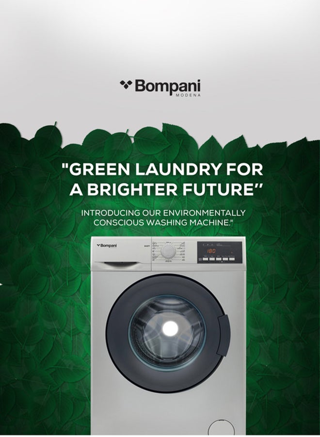 Bompani - 7KG Front Load Washer - Advanced Features, Eco-friendly, 15 Programs, 1200RPM, Stainless Steel Tub, Turkish Design, 1-Year Warranty 7 kg BI2877 Silver - Image 1