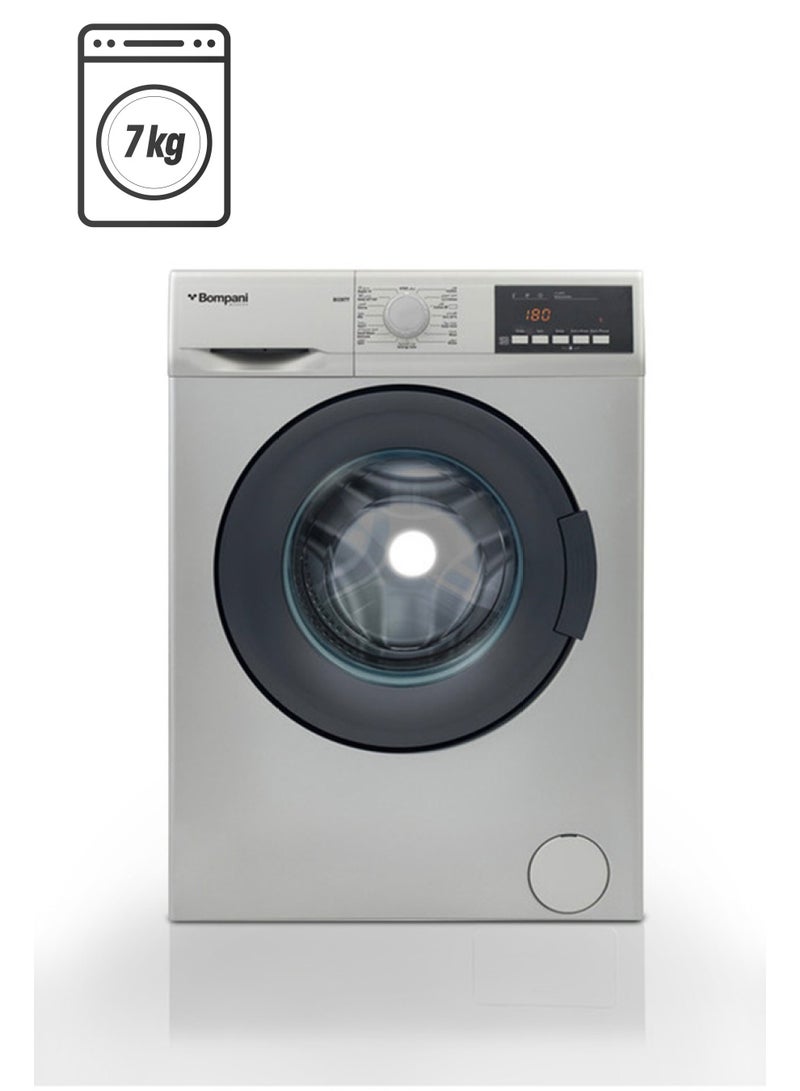 Bompani - 7KG Front Load Washer - Advanced Features, Eco-friendly, 15 Programs, 1200RPM, Stainless Steel Tub, Turkish Design, 1-Year Warranty 7 kg BI2877 Silver - Image 1