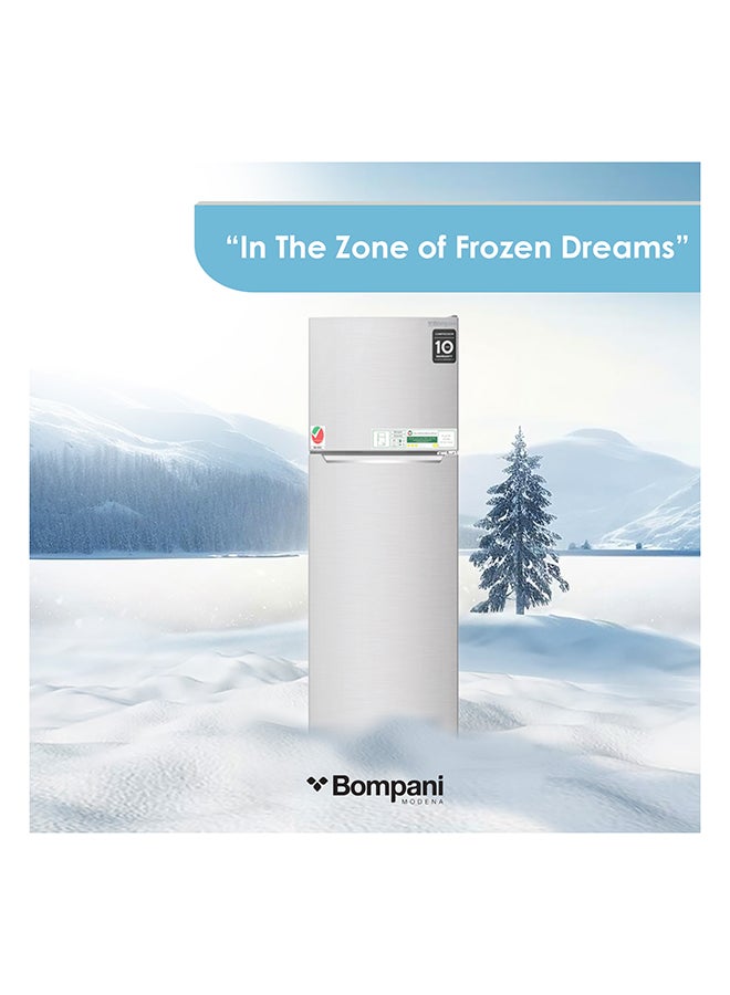 Top Mount Double Door Refrigerator - Frost Free Fridge Freezer With Smart Sensor And Humidity Control With 1 Year Full And 5 Year Compressor Warranty BR265SSN Silver