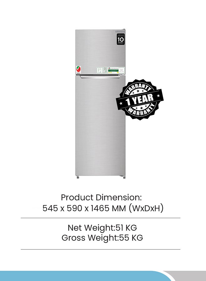 Top Mount Double Door Refrigerator - Frost Free Fridge Freezer With Smart Sensor And Humidity Control With 1 Year Full And 5 Year Compressor Warranty BR265SSN Silver