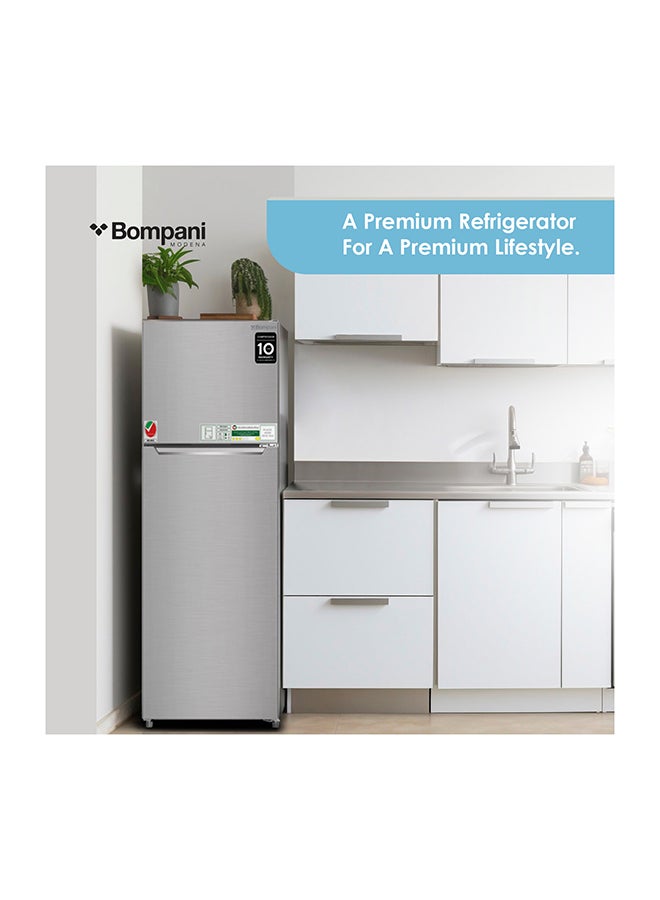 Top Mount Double Door Refrigerator - Frost Free Fridge Freezer With Smart Sensor And Humidity Control With 1 Year Full And 5 Year Compressor Warranty BR265SSN Silver