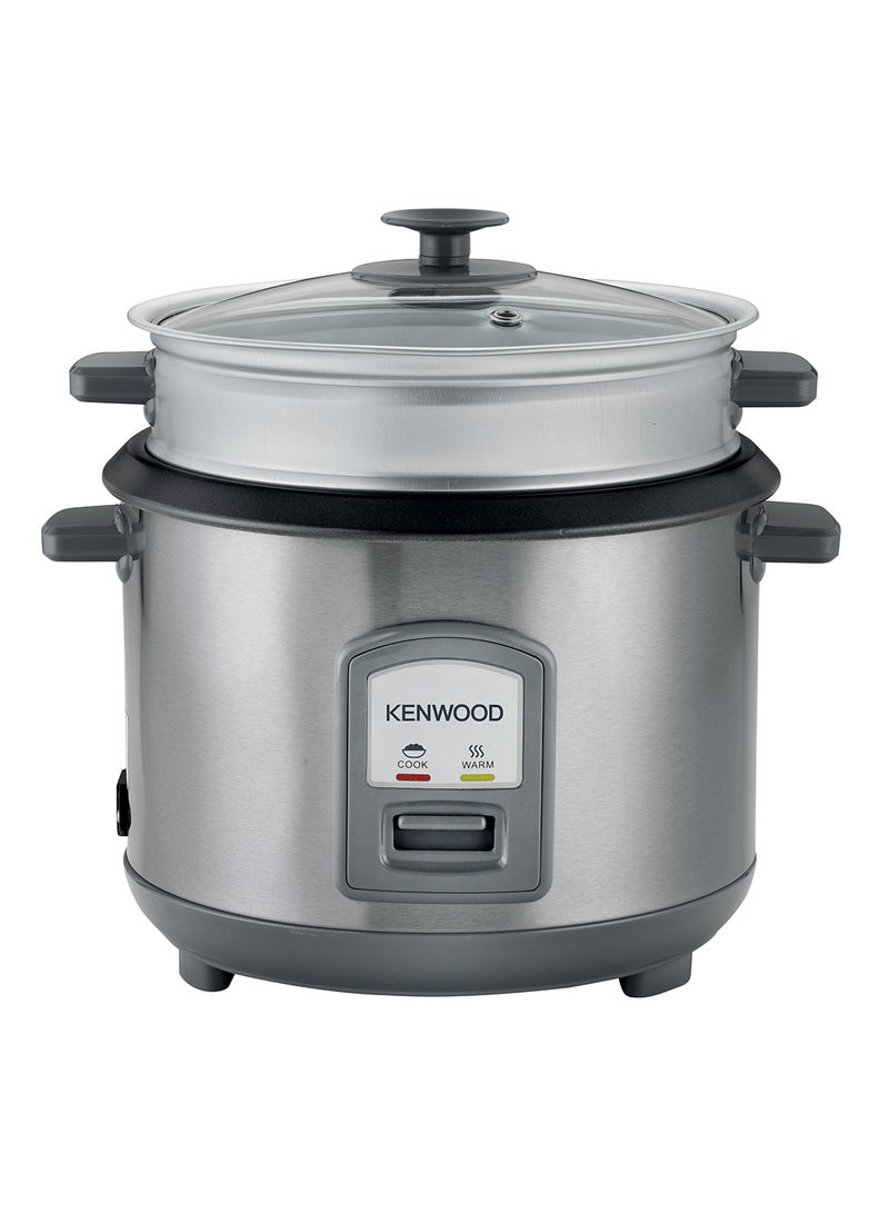 كينوود 2-In-1 Rice Cooker 1.8L 10-Cups Rice With Food Steamer Basket, Non-Stick Cooking Pot, Temepered Glass Lid, Warm/Cook Lights, Spatula Holder, Detachable Cord RCM45.000SS Silver  - Image 1