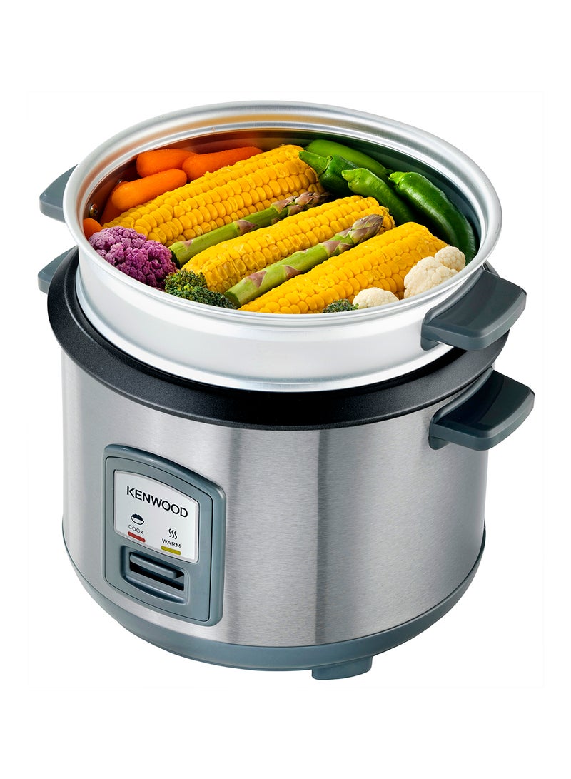 كينوود 2-In-1 Rice Cooker 1.8L 10-Cups Rice With Food Steamer Basket, Non-Stick Cooking Pot, Temepered Glass Lid, Warm/Cook Lights, Spatula Holder, Detachable Cord RCM45.000SS Silver  - Image 5