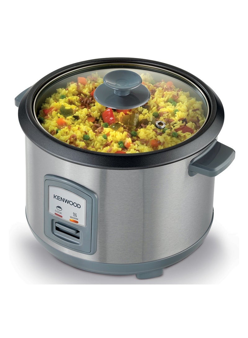 كينوود 2-In-1 Rice Cooker 1.8L 10-Cups Rice With Food Steamer Basket, Non-Stick Cooking Pot, Temepered Glass Lid, Warm/Cook Lights, Spatula Holder, Detachable Cord RCM45.000SS Silver  - Image 4
