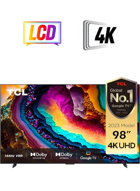 98-Inch 4K UHD Google TV, Smart TV With HDR 10+ Dolby Vision IQ 120Hz MEMC 144Hz VRR HDMI 2.1 - Game Master 2.0, Android TV Ui And TCL TV+3.X Ui, Dolby Vision IQ-Atmos, HDR 10+, 2023 Model 98P745 Black 98P745 Black