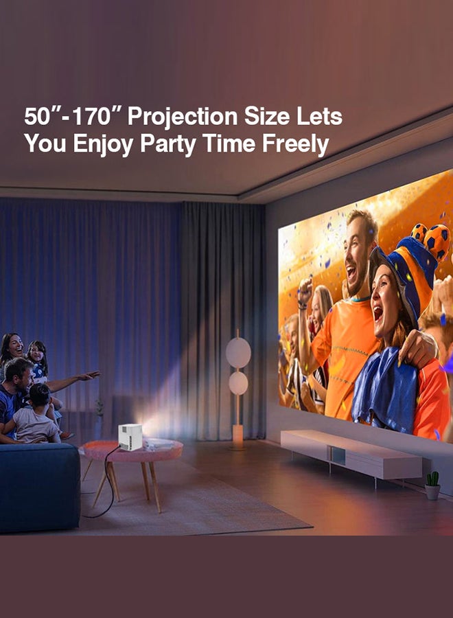 Wownect - Smart Android 700ANSI Lumens Auto Focus And Auto Keystone 1080P 4K Android 9.0 TV Download Apps Bluetooth WiFi Portable Home Theater Video Projector BBQ7 White - Image 1