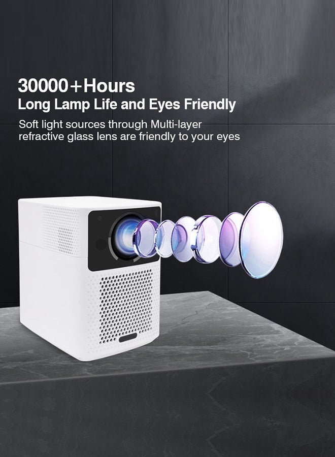 Wownect - Smart Android 700ANSI Lumens Auto Focus And Auto Keystone 1080P 4K Android 9.0 TV Download Apps Bluetooth WiFi Portable Home Theater Video Projector BBQ7 White - Image 1