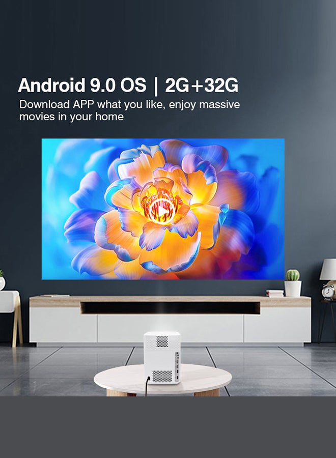 Wownect - Smart Android 700ANSI Lumens Auto Focus And Auto Keystone 1080P 4K Android 9.0 TV Download Apps Bluetooth WiFi Portable Home Theater Video Projector BBQ7 White - Image 1