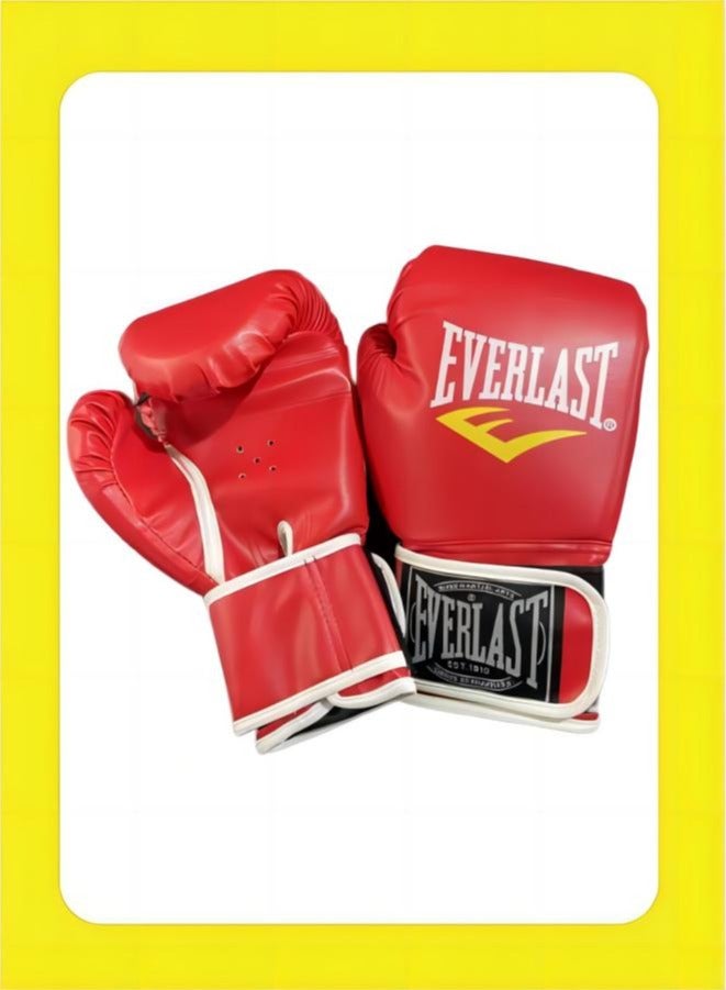 إفرلاست زوج من قفازات الملاكمة الاحترافية كاملة الأصابع حمراء 6 أونصات للأعمار من 7 إلى 13 سنة - Image 1