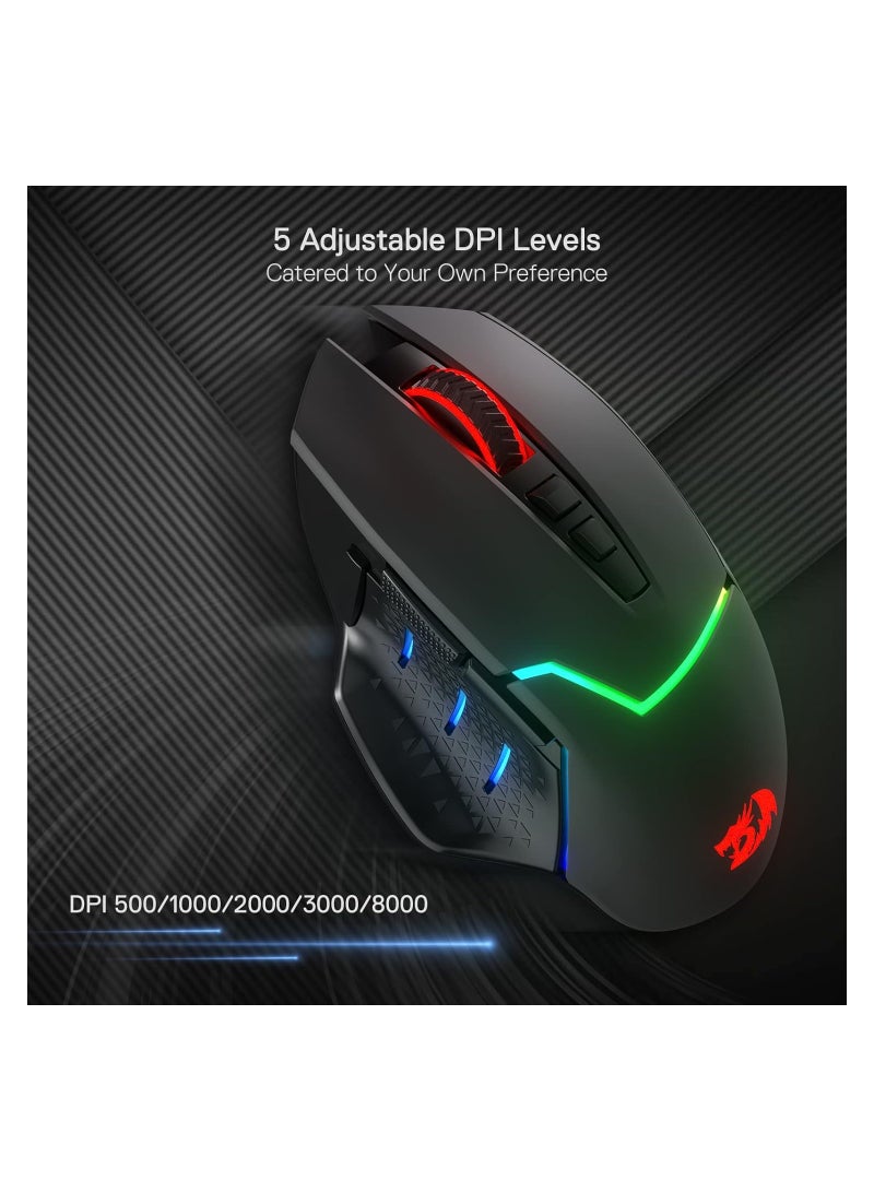 REDRAGON - M690 PRO Wireless Gaming Mouse, 8000DPI Wired/Wireless Gaming Mouse with Quick Fire Button, 8 Macro Buttons, Ergonomic Design for PC/Mac/Laptop - Image 1