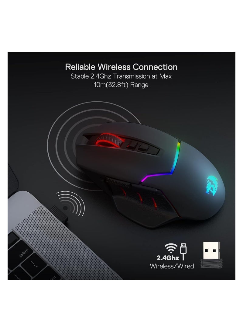 REDRAGON - M690 PRO Wireless Gaming Mouse, 8000DPI Wired/Wireless Gaming Mouse with Quick Fire Button, 8 Macro Buttons, Ergonomic Design for PC/Mac/Laptop - Image 1