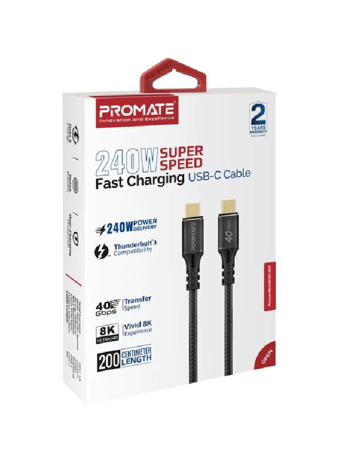 بروميت كابل USB-C للشحن السريع بقوة 240 وات - Image 1