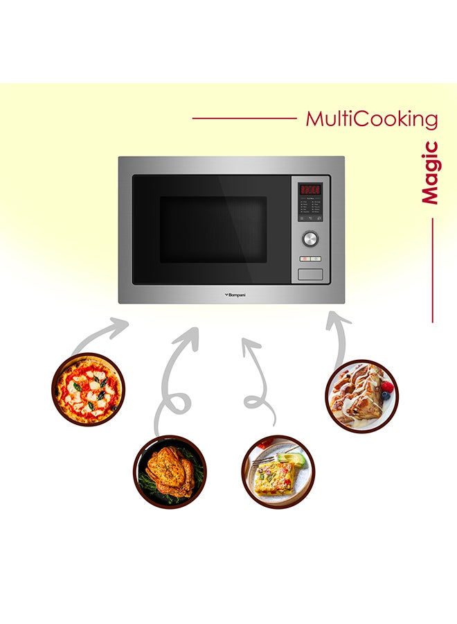 Bompani - Built-In Microwave With Grill - Digital Control, Push Button Door, Stainless Steel Interior/Exterior - 25 L 1450 W BO243MXE Silver - Image 1