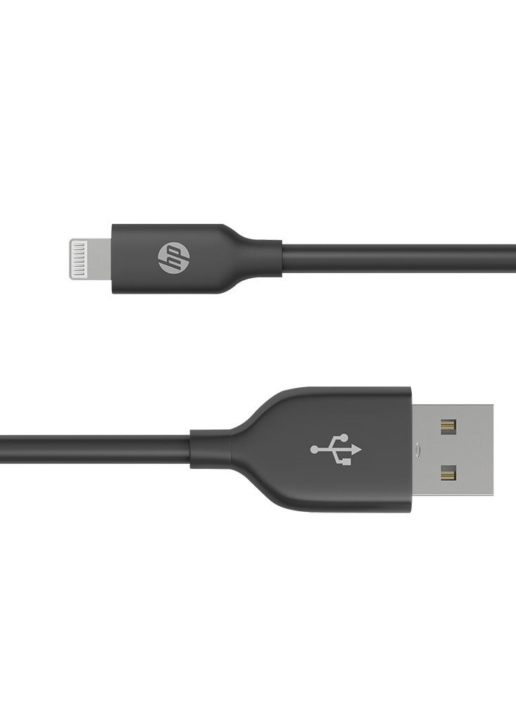 HP - USB A To Lightning Cable  MFi-Certified iPhone Charging Cable 1M BLACK - Image 1