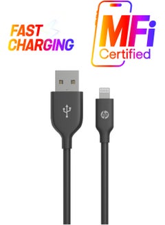 HP USB A To Lightning Cable  MFi-Certified iPhone Charging Cable 1M BLACK  - Image 1