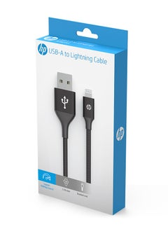 HP Braided Nylon 2.4A Fast Charging USB-A To Lightning Cable MFi Certified 1M Black  - Image 4