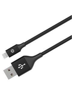 HP Braided Nylon 2.4A Fast Charging USB-A To Lightning Cable MFi Certified 1M Black  - Image 3