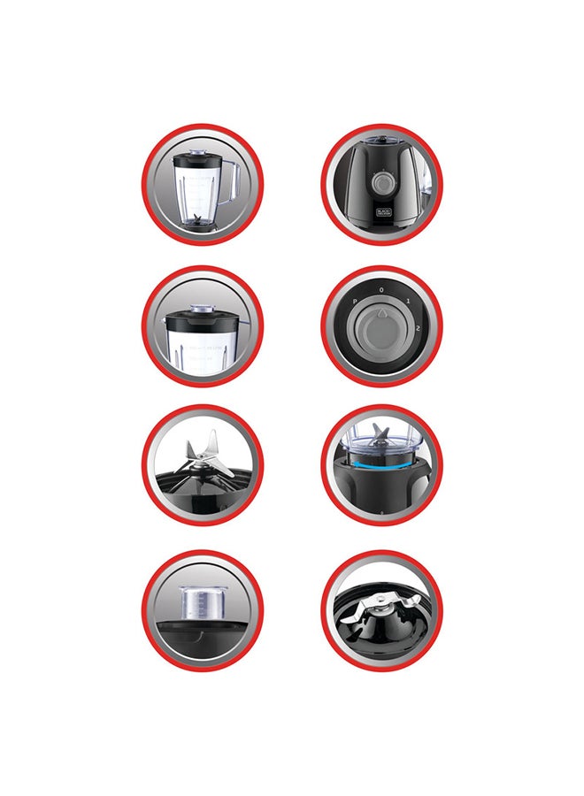 BLACK+DECKER - Blender 1.5 ltr With Grinder Mill 1500 ml 400 W BX4130-B5 Black - Image 1