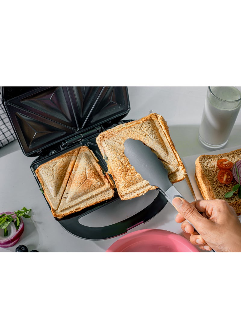 GEEPAS 2-Slice Sandwich Maker, Non-Stick Interchangeable Plates, Adjustable Temperature with Power Indicator, 2 Years Warranty 750 W GSM36533UK Black  - Image 5
