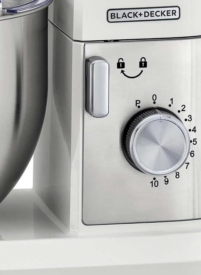 بلاك اند ديكر عجانه  1000 واط، 6 ليتر، ملحقات مختلفة، مع وعاء من الفولاذ المقاوم للصدأ،  10 إعدادات للسرعة،عجان مثالي للخلط والعجن، MKM100-B5 6 L 1000 W MKM100-B5 - Image 4