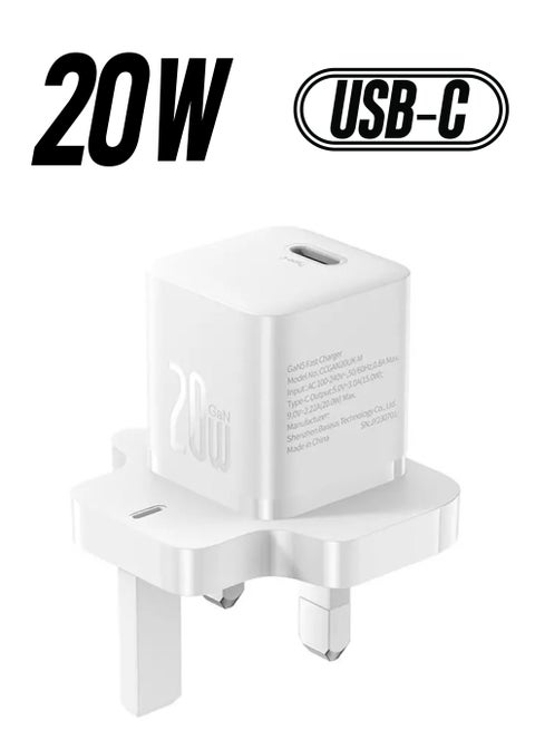 iPhone Charger Type C PD GaN5 Pro 20W Fast Charger USB C Plug iPhone 15 Fast Charger Head Type-C Power Universal Travel Adapter USB-C Charger For iPhone 15/15 Pro Max/15 Pro/15 Plus/14/13/12/11 White