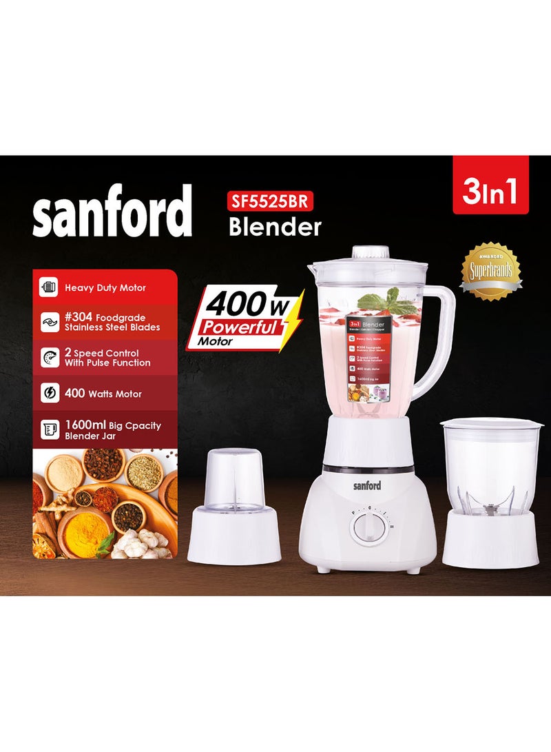 SANFORD 3 IN 1 BLENDER 400 WATTS 1.6 LITRE 1.6 L 400 W SF5525BR BS Multicolour - Image 1
