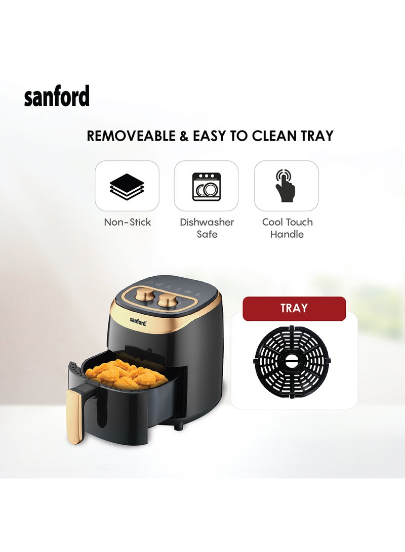 Sanford - Compact Air Fryer for Fast Crispy Cooking with Roast, Bake, Grill Functions, 5 modes, Adjustable Temperature, Timer 3.5 L 1400 W SF2457AF BS Black - Image 1