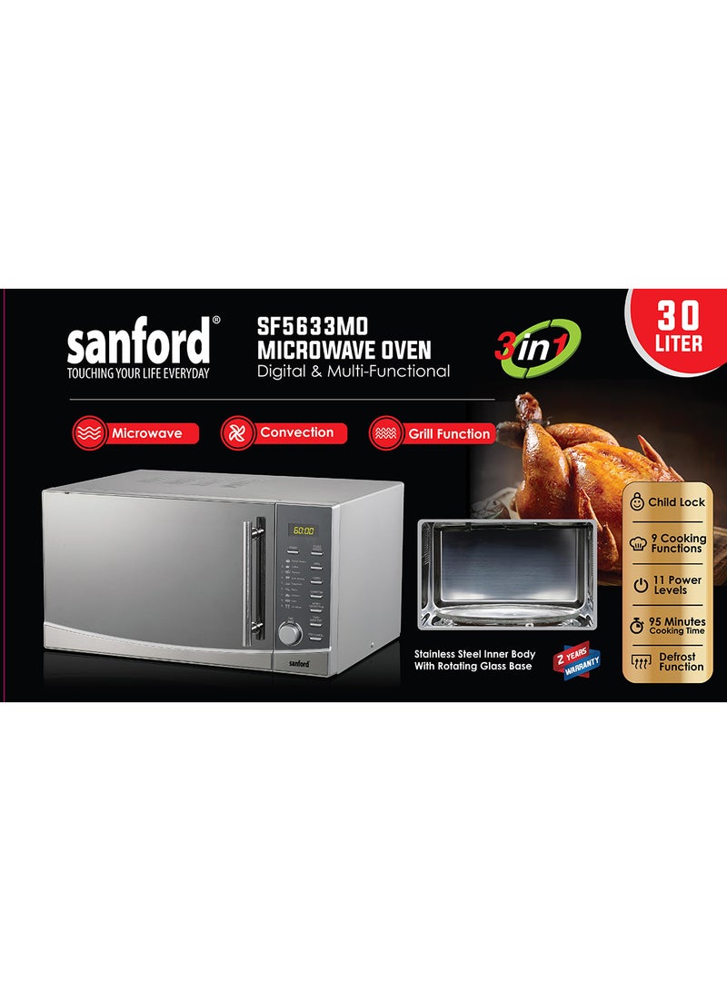 Sanford SANFORD MICROWAVE OVEN 30.0 LT WITH CONVECTION 30 L 2200 W SF5633MO BS Silver  - Image 1