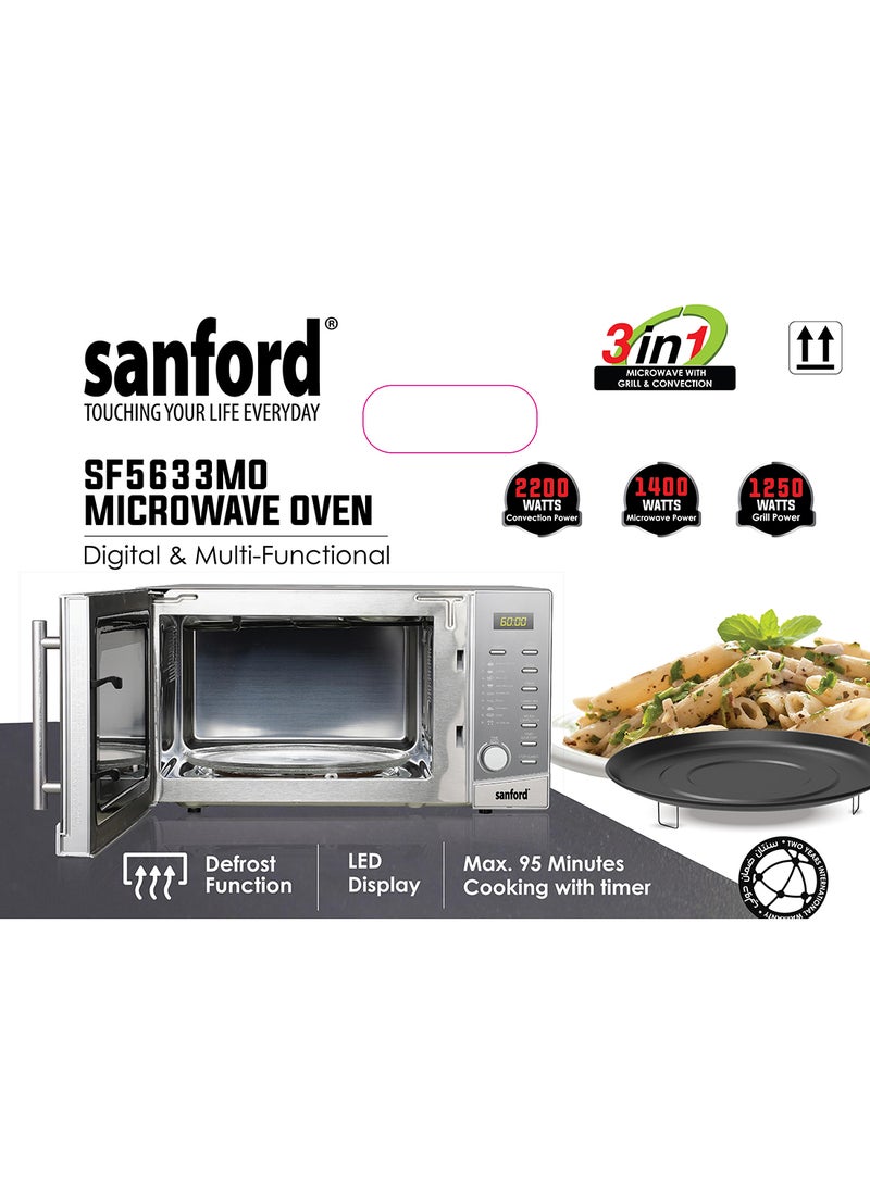 Sanford SANFORD MICROWAVE OVEN 30.0 LT WITH CONVECTION 30 L 2200 W SF5633MO BS Silver  - Image 5