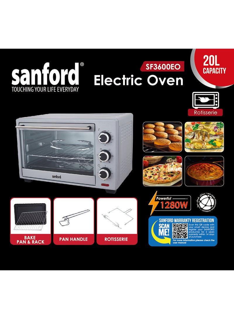 Sanford SANFORD ELECTRIC OVEN 20.0 LITRE 1280 WATTS 20 L 1280 W SF3600EO BS Black/Silver  - Image 5