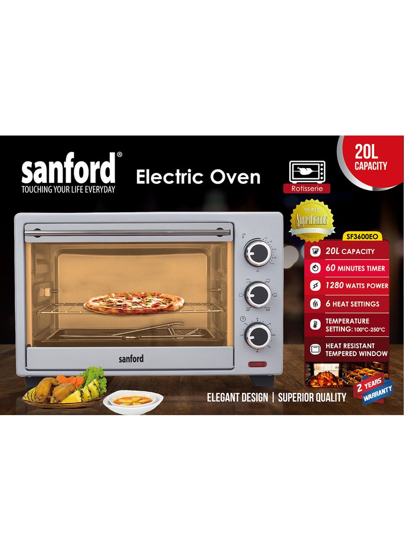 Sanford SANFORD ELECTRIC OVEN 20.0 LITRE 1280 WATTS 20 L 1280 W SF3600EO BS Black/Silver  - Image 4