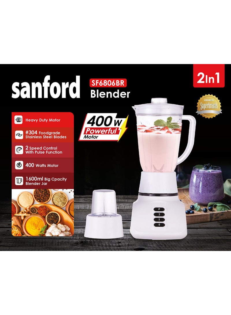 سانفورد خلاط سانفورد 2 في 1 بقدرة 400 وات وسعة 1.6 لتر وسعة 1.6 لتر وقوة 400 وات SF6806BR BS متعدد الألوان - Image 1