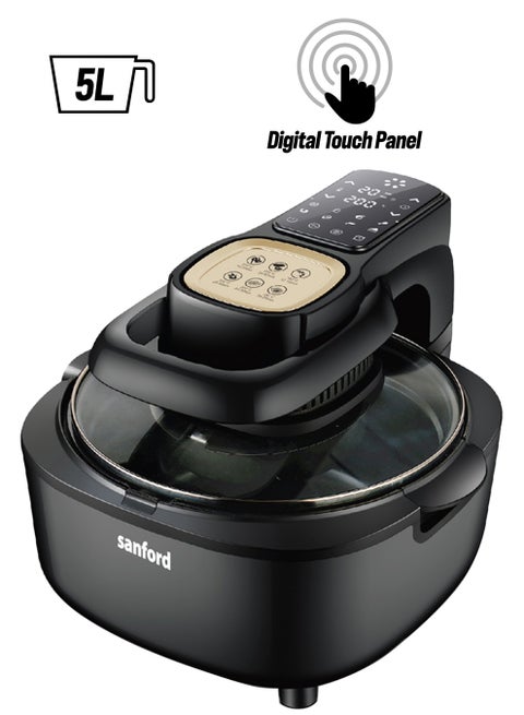 Digital Non-Stick Air Fryer, 8 Preset Menus, LED Display with Touch, Oil Free Cooking, Advanced Vortex Technology,Transparent Glass Lid 5 L 1100 W SF2456AF BS Red