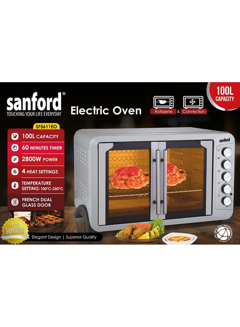 Sanford SANFORD DOUBLE DOOR ELECTRIC OVEN 100.0 LITRE 2800W 100 L 2800 W SF5611EO 100L BS Black  - Image 4