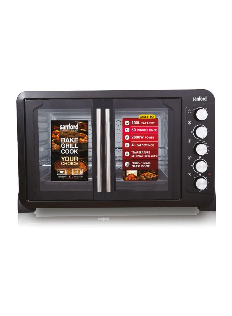 Sanford SANFORD DOUBLE DOOR ELECTRIC OVEN 100.0 LITRE 2800W 100 L 2800 W SF5611EO 100L BS Black  - Image 2