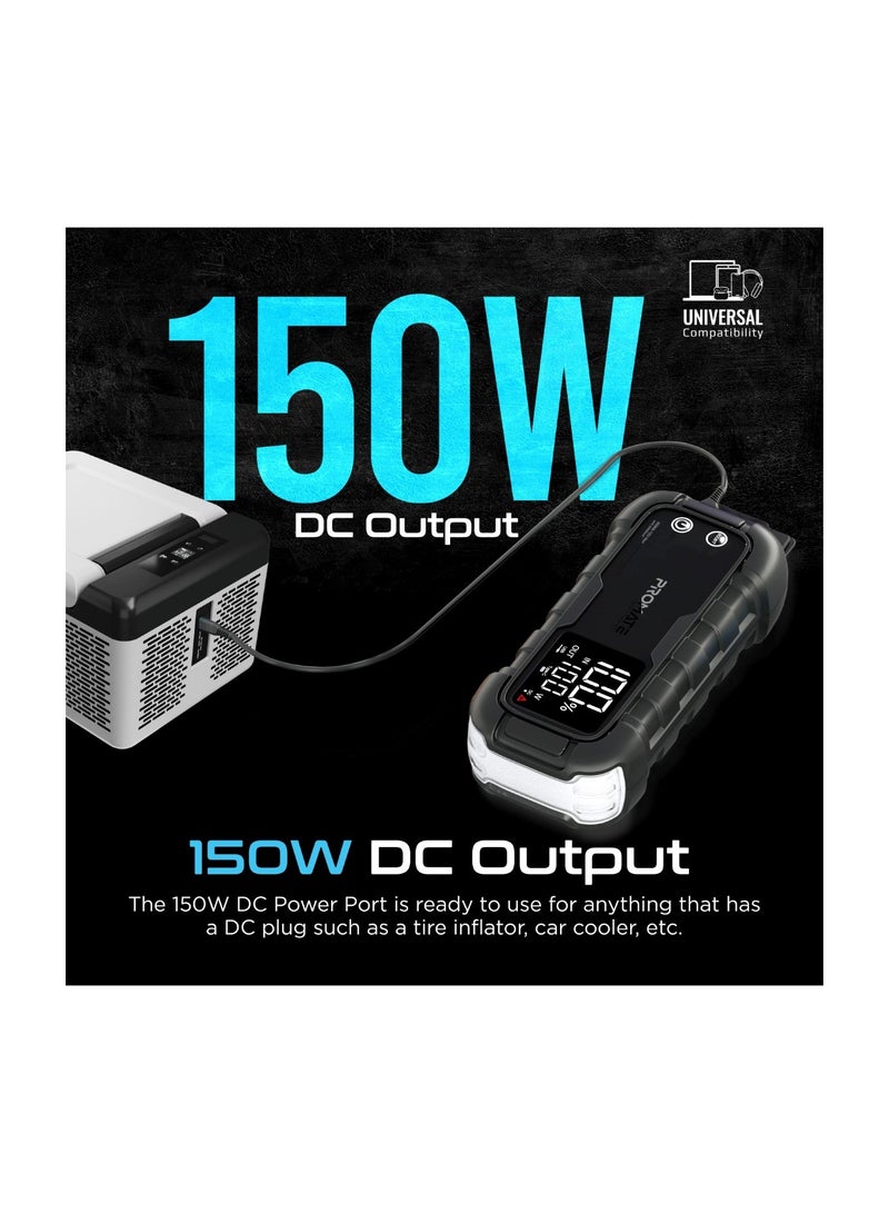 20000 mAh 20000 mAh iPhone 16 Power Bank, Car Starter 2000A/12V Peak Current Portable Jump Starter With 45W USB-C Power Delivery, Dual QC 3.0 USB Ports, LED Light And Smart Clamp For Cars, iPhone 15 - Black