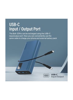 PROMATE 20000 mAh Universal Ultra-Slim iPhone 16 Power Bank, Portable Charger With 10W USB-C Input/Output Port, Dual USB Ports, LED Screen And Over-Heating Protection For iPhone 16, Galaxy S25, iPad Air - Blue  - Image 3