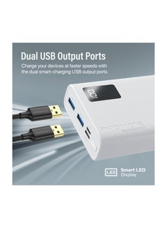 PROMATE 10071 mAh Power Bank, Universal Ultra-Slim Portable Charger With 10W Usb-C Input/Output Port, Dual Usb Ports, Led Screen And Over-Heating Protection For Iphone 14, Galaxy S22, Ipad Air, Bolt-20Pro White  - Image 3